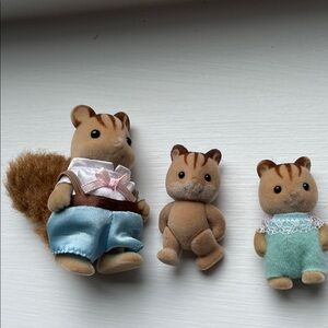 Sylvanian calico critterFamilies Style Brown Flocked Squirrel Family Set - Brown